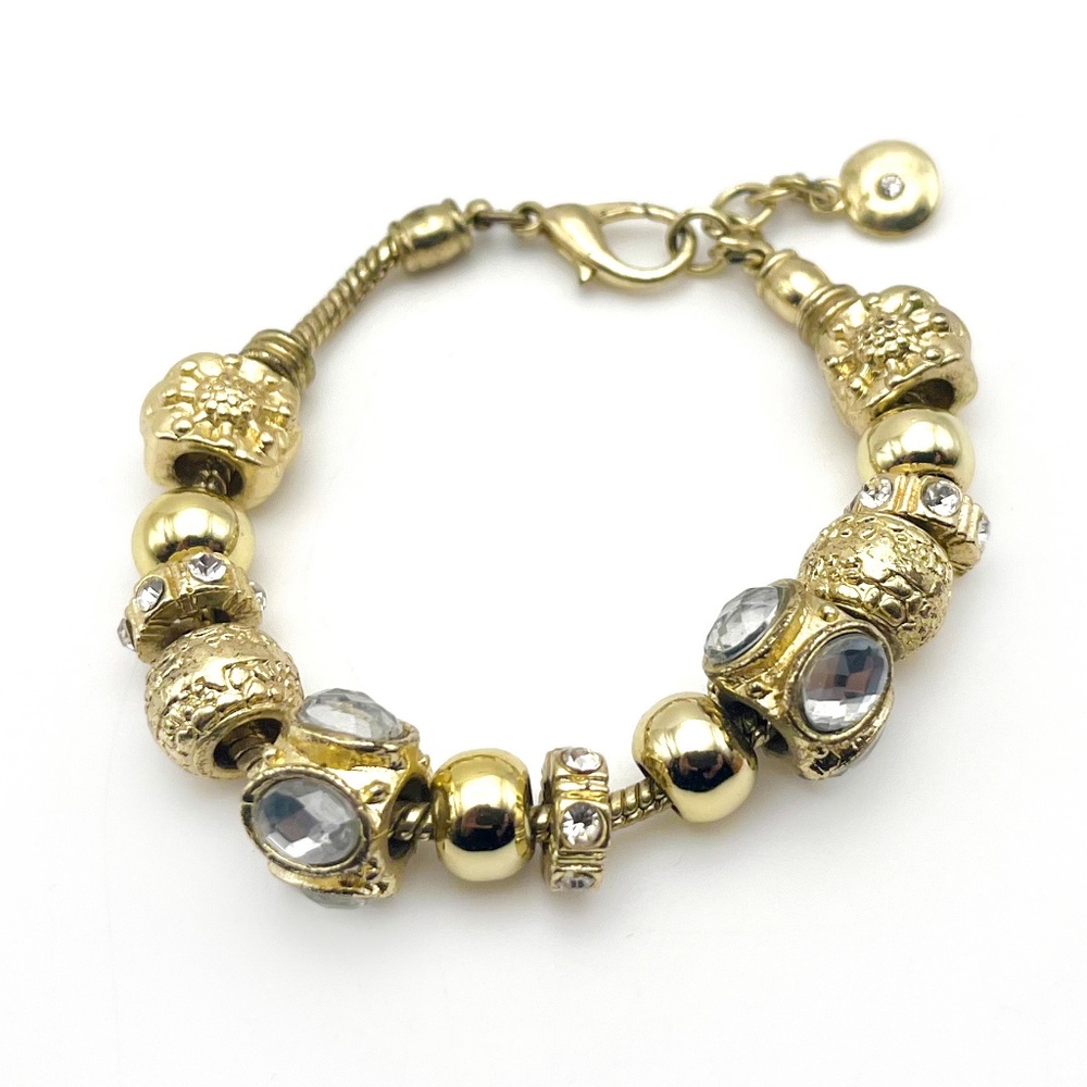 Gold-tone Loose Charm Bead Bracelet
